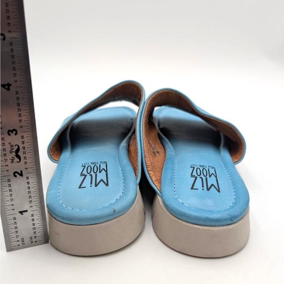 Miz Mooz Claribel Leather Slide Sandals Women's Teal Blue Size US6.5 EU37 - Picture 5 of 10